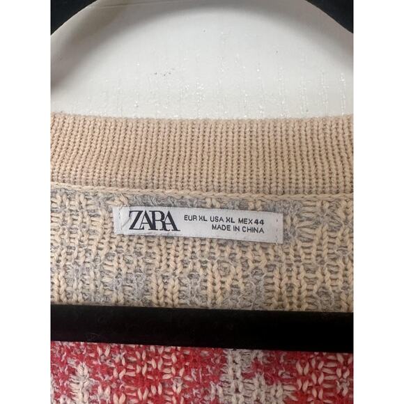 Zara Cardigan Sweater Womens XL Multicolor Abstract Graphic Knit Button Front - Picture 4 of 7